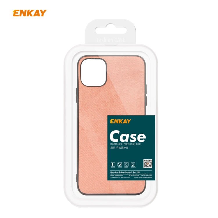 Para iPhone 11 ENKAY ENK-PC0282 2 en 1 Serie de negocios Textura de tela Cuero de PU + TPU Funda de estuche delgado y suave ＆ 0.26mm 9H 2.5D Película de vidrio templado, For iPhone 11