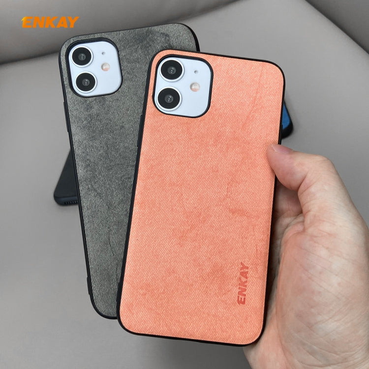 Para iPhone 11 ENKAY ENK-PC0282 2 en 1 Serie de negocios Textura de tela Cuero de PU + TPU Funda de estuche delgado y suave ＆ 0.26mm 9H 2.5D Película de vidrio templado, For iPhone 11