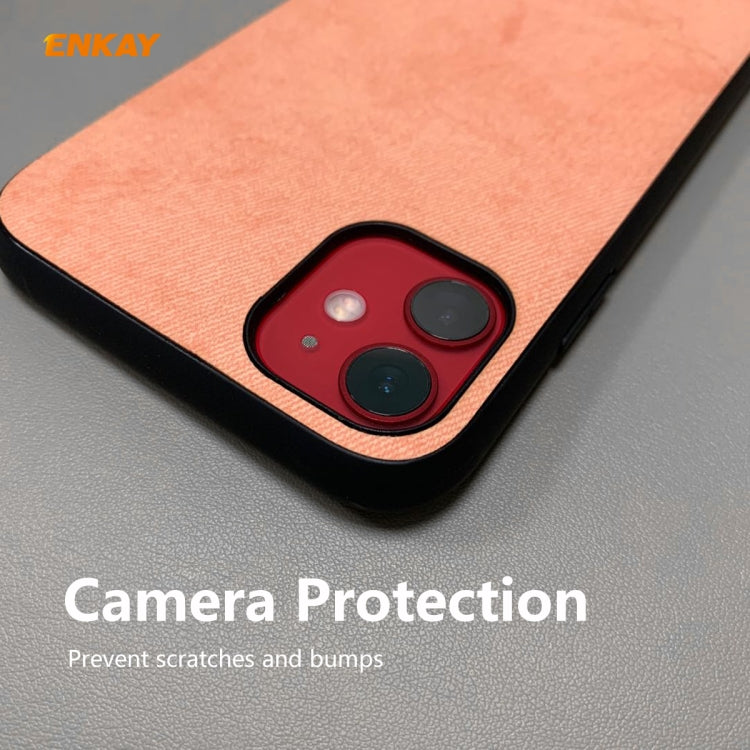 Para iPhone 11 ENKAY ENK-PC0282 2 en 1 Serie de negocios Textura de tela Cuero de PU + TPU Funda de estuche delgado y suave ＆ 0.26mm 9H 2.5D Película de vidrio templado, For iPhone 11