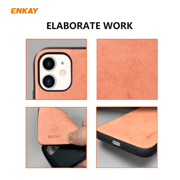 Para iPhone 11 ENKAY ENK-PC0282 2 en 1 Serie de negocios Textura de tela Cuero de PU + TPU Funda de estuche delgado y suave ＆ 0.26mm 9H 2.5D Película de vidrio templado, For iPhone 11