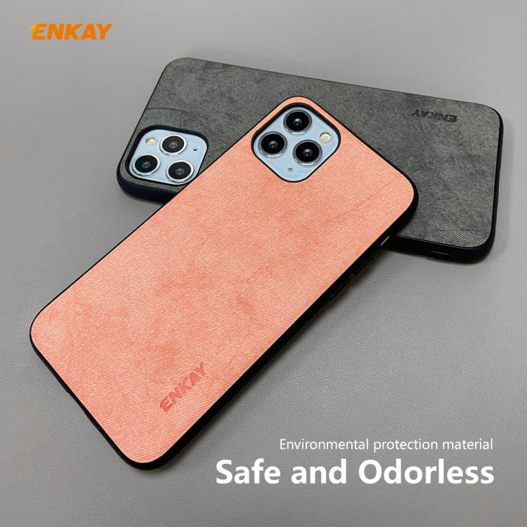 Para iPhone 11 Pro ENKAY ENK-PC0292 2 en 1 Serie de negocios Textura de tela Cuero de PU + TPU Funda de estuche delgado y suave ＆ 0.26mm 9H 2.5D Película de vidrio templado, For iPhone 11 Pro