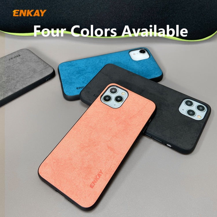 Para iPhone 11 Pro Max ENKAY ENK-PC0302 2 en 1 Serie de negocios Textura de tela Cuero de PU + TPU Funda de estuche delgado y suave ＆ 0.26mm 9H 2.5D Película de vidrio templado, For iPhone 11 Pro Max