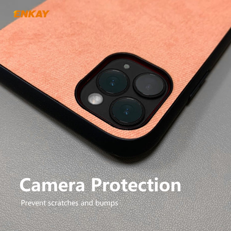 Para iPhone 11 Pro Max ENKAY ENK-PC0302 2 en 1 Serie de negocios Textura de tela Cuero de PU + TPU Funda de estuche delgado y suave ＆ 0.26mm 9H 2.5D Película de vidrio templado, For iPhone 11 Pro Max