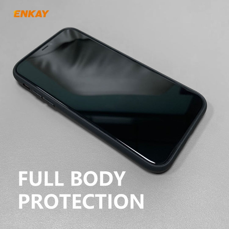 Para iPhone 11 Pro Max ENKAY ENK-PC0302 2 en 1 Serie de negocios Textura de tela Cuero de PU + TPU Funda de estuche delgado y suave ＆ 0.26mm 9H 2.5D Película de vidrio templado, For iPhone 11 Pro Max