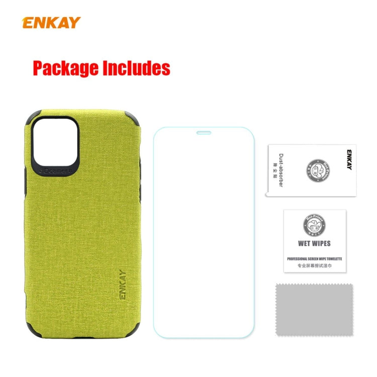 Para iPhone 11 Pro Max ENKAY ENK-PC0332 2 en 1 Business Series Textura de mezclilla Cuero de PU + TPU Funda de estuche delgado y suave ＆ 0.26mm 9H 2.5D Película de vidrio templado, For iPhone 11 Pro Max