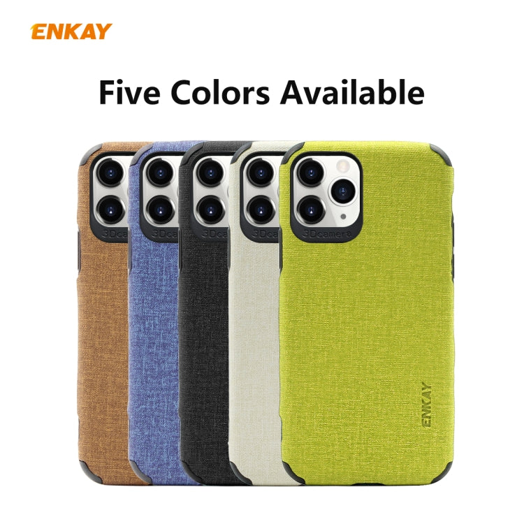Para iPhone 11 Pro Max ENKAY ENK-PC0332 2 en 1 Business Series Textura de mezclilla Cuero de PU + TPU Funda de estuche delgado y suave ＆ 0.26mm 9H 2.5D Película de vidrio templado, For iPhone 11 Pro Max