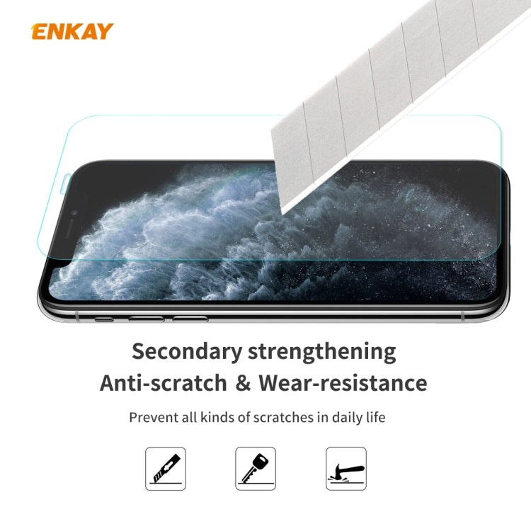 Para iPhone 11 Pro Max ENKAY ENK-PC0332 2 en 1 Business Series Textura de mezclilla Cuero de PU + TPU Funda de estuche delgado y suave ＆ 0.26mm 9H 2.5D Película de vidrio templado, For iPhone 11 Pro Max