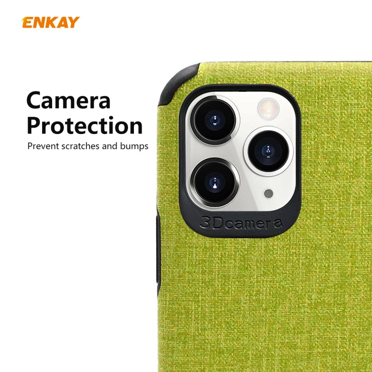 Para iPhone 11 Pro ENKAY ENK-PC0322 2 en 1 Business Series Textura de mezclilla Cuero de PU + TPU Funda de estuche delgado y suave ＆ 0.26mm 9H 2.5D Película de vidrio templado, For iPhone 11 Pro