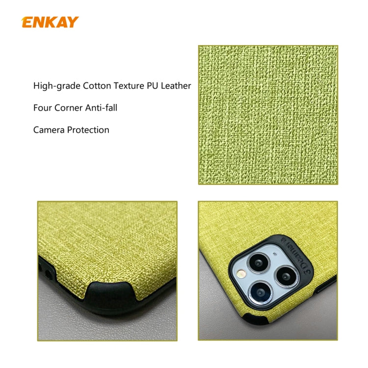 Para iPhone 11 Pro ENKAY ENK-PC0322 2 en 1 Business Series Textura de mezclilla Cuero de PU + TPU Funda de estuche delgado y suave ＆ 0.26mm 9H 2.5D Película de vidrio templado, For iPhone 11 Pro