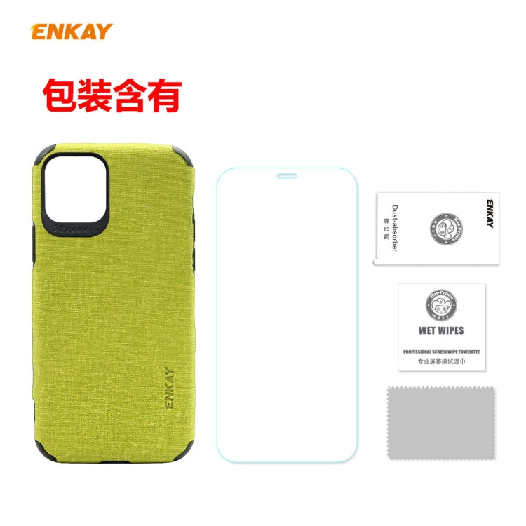 Para iPhone 11 ENKAY ENK-PC0312 2 en 1 Business Series Denim Texture PU Leather + TPU Soft Slim Case Cover ＆ 0.26mm 9H 2.5D Película de vidrio templado, For iPhone 11