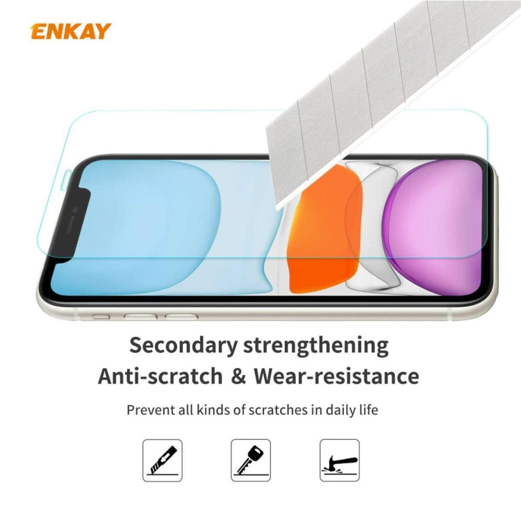 Para iPhone 11 ENKAY ENK-PC0312 2 en 1 Business Series Denim Texture PU Leather + TPU Soft Slim Case Cover ＆ 0.26mm 9H 2.5D Película de vidrio templado, For iPhone 11