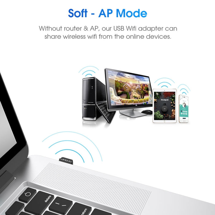 EDUP EP-AC1651 Adaptador WIFI USB 650Mbps Banda dual 5G / 2.4GHz Tarjeta de red inalámbrica externa Receptor Dongle Wifi para computadora portátil Windows MacOS