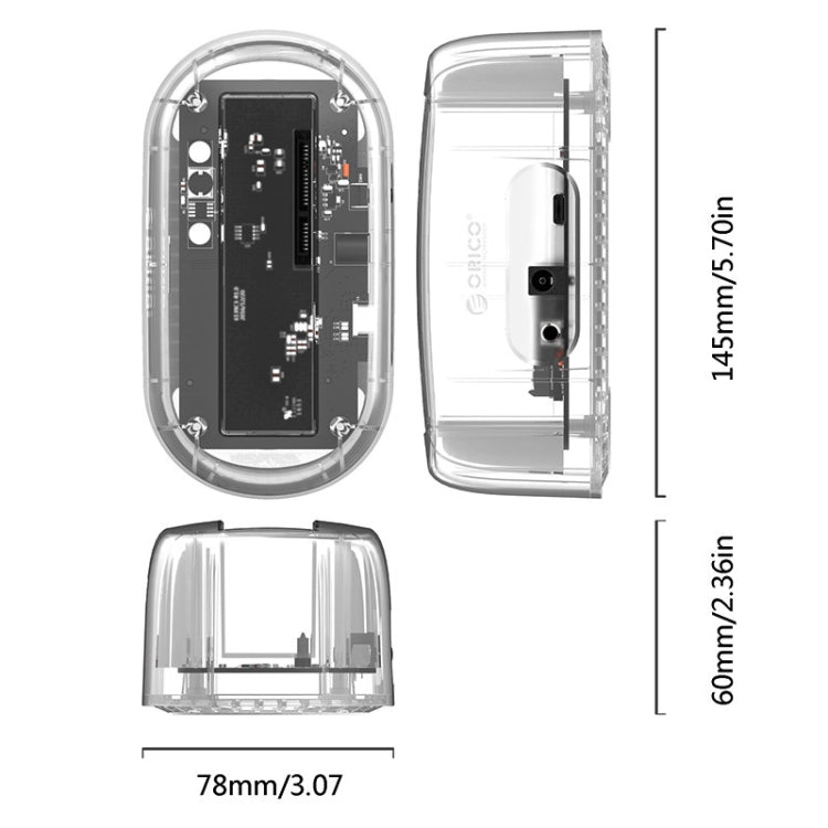 ORICO 6139C3-G2 Base para disco duro tipo C transparente USB3.1 Gen2 de 3,5 pulgadas
