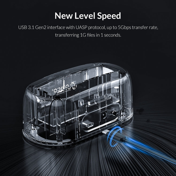 ORICO 6139C3-G2 Base para disco duro tipo C transparente USB3.1 Gen2 de 3,5 pulgadas