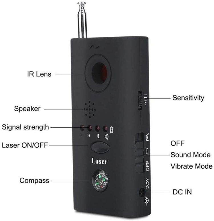 CC308 Detector láser de cámara de rango completo Mini buscador de dispositivos GSM de señal de cámara inalámbrica