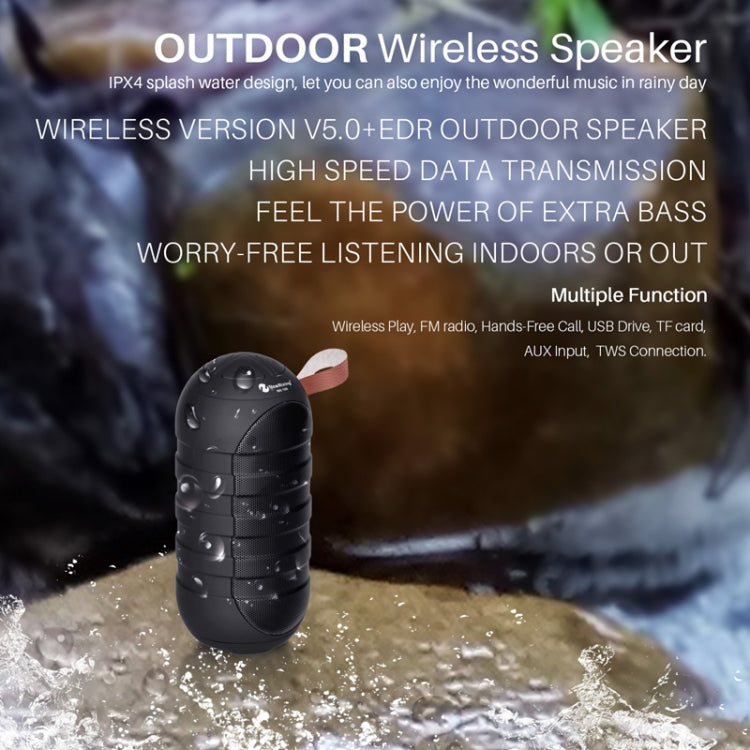 NewRixing NR106 Mini Altavoz Bluetooth inalámbrico portátil Subwoofer estéreo, micrófono incorporado, compatible con llamadas manos libres y tarjeta TF y FM, without LED Flashlight