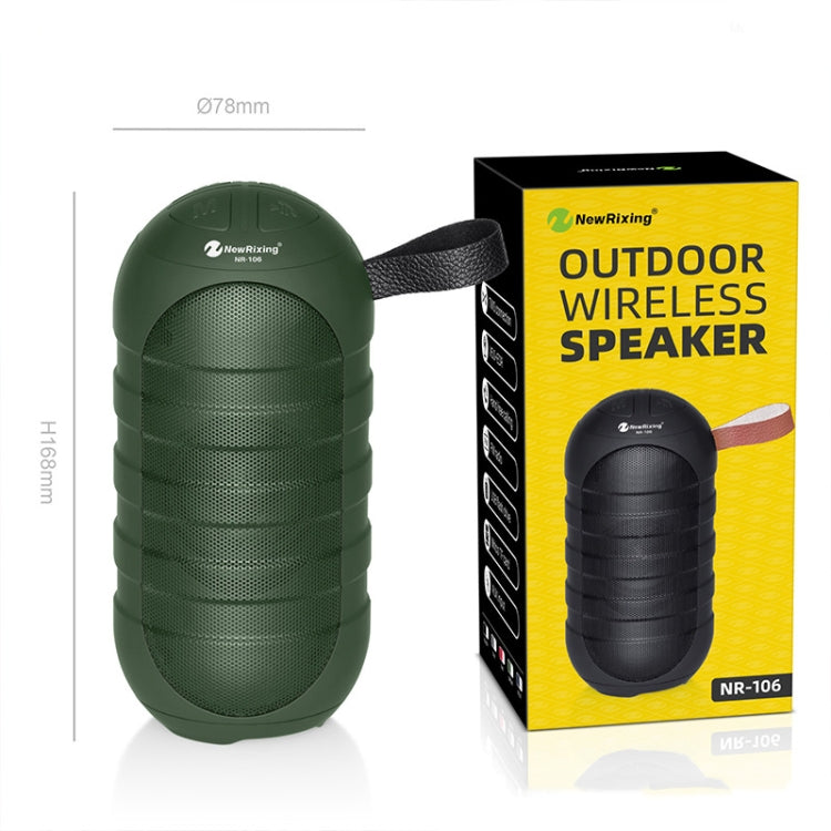 NewRixing NR106 Mini Altavoz Bluetooth inalámbrico portátil Subwoofer estéreo, micrófono incorporado, compatible con llamadas manos libres y tarjeta TF y FM, without LED Flashlight
