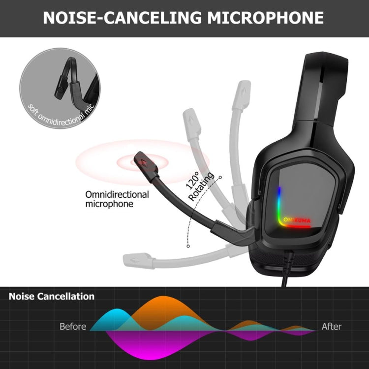 ONIKUMA K20 PS4 Auriculares estéreo para juegos con micrófono/luz LED para XBox One/tableta portátil