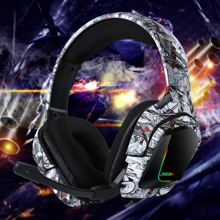 ONIKUMA K20 PS4 Surround Sound Bass PC Gamer Auriculares con micrófono, luz RGB