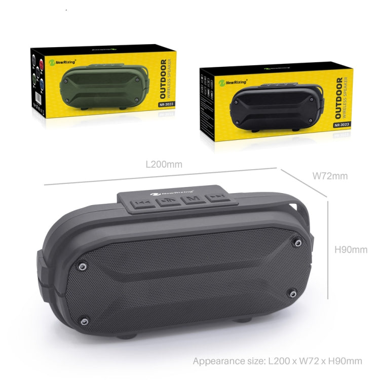 NewRixing NR3023 Altavoz Bluetooth inalámbrico estéreo portátil, micrófono incorporado, compatible con tarjeta TF / FM