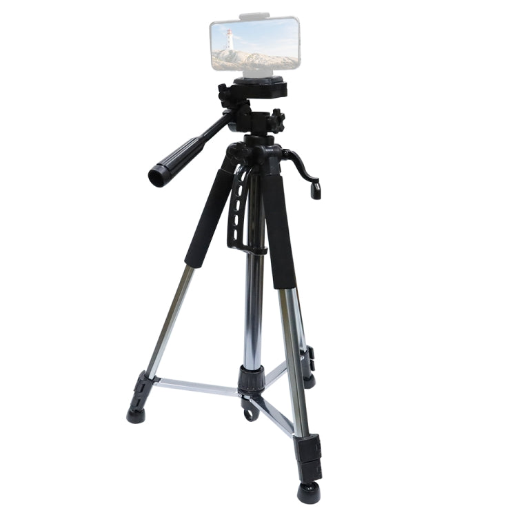 Trípode para cámara L-1200, soporte para transmisión en vivo para teléfonos móviles, cámaras, proyectores, trípode ajustable universal de 55-148 cm (plateado), L-1200