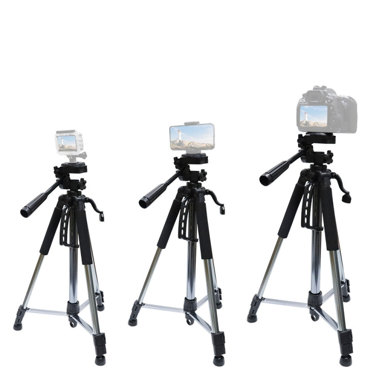 Trípode para cámara L-1200, soporte para transmisión en vivo para teléfonos móviles, cámaras, proyectores, trípode ajustable universal de 55-148 cm (plateado), L-1200