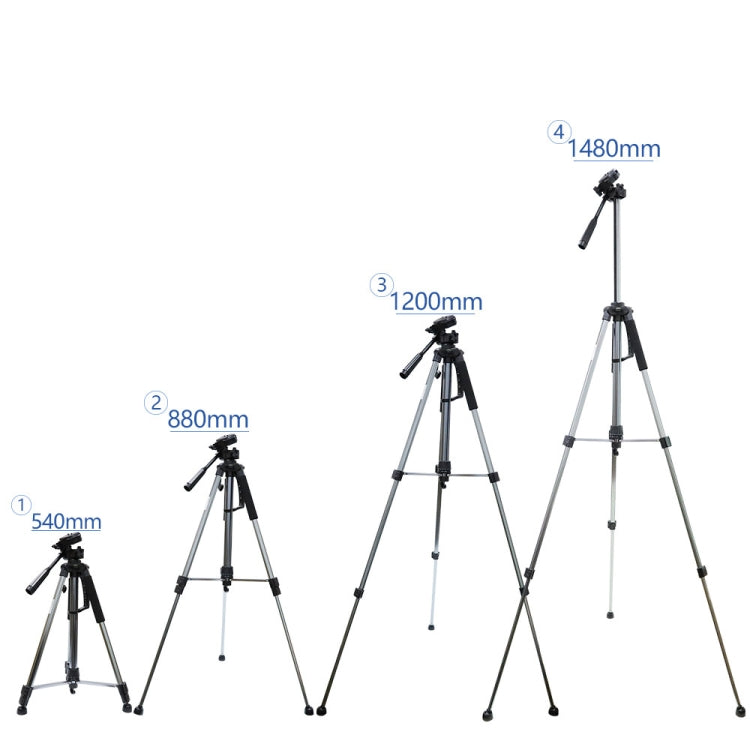 Trípode para cámara L-1200, soporte para transmisión en vivo para teléfonos móviles, cámaras, proyectores, trípode ajustable universal de 55-148 cm (plateado), L-1200