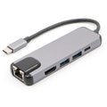 USB-C/Tipo-C a HD 4K HDMI + RJ45 + USB 3.0 + USB 2.0 + PD 5 en 1 HUB Converter, 5 in 1