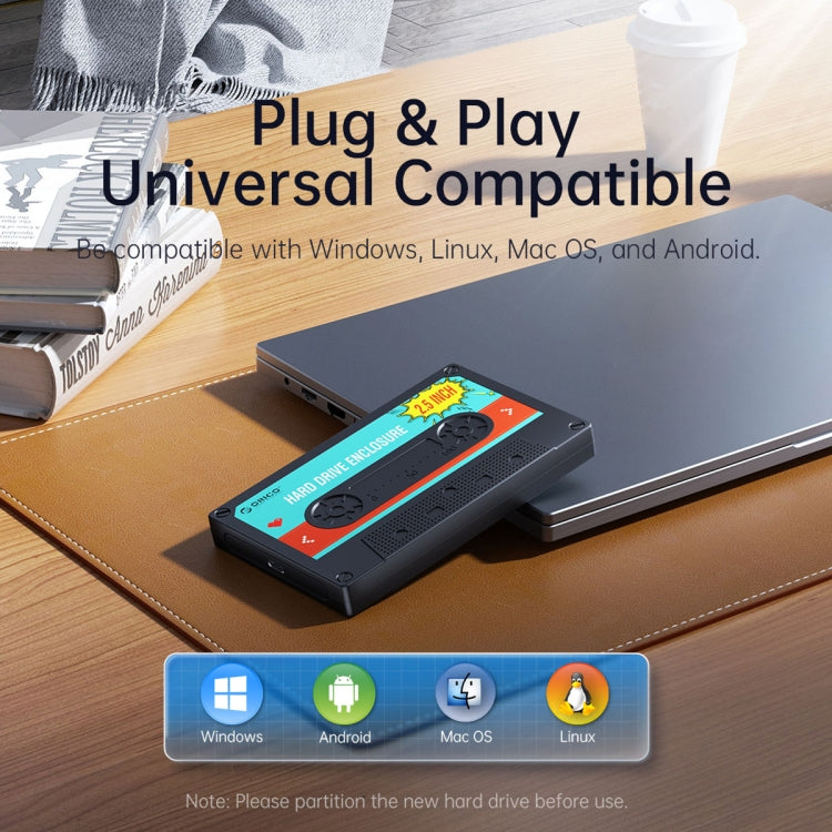 ORICO 2580U3 2,5 pulgadas USB 3,0 nostálgico HDD caja de disco duro móvil, 2580U3