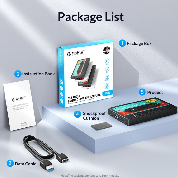ORICO 2580U3 2,5 pulgadas USB 3,0 nostálgico HDD caja de disco duro móvil, 2580U3
