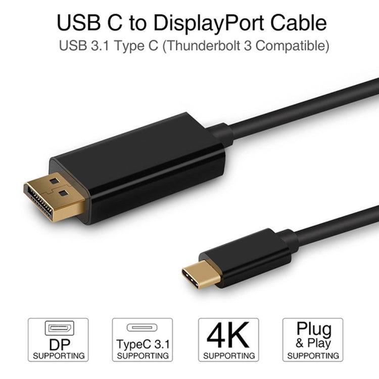 Cable adaptador DP de conexión 4K 60Hz tipo C a DP DisplayPort, longitud del cable: 1,8 m