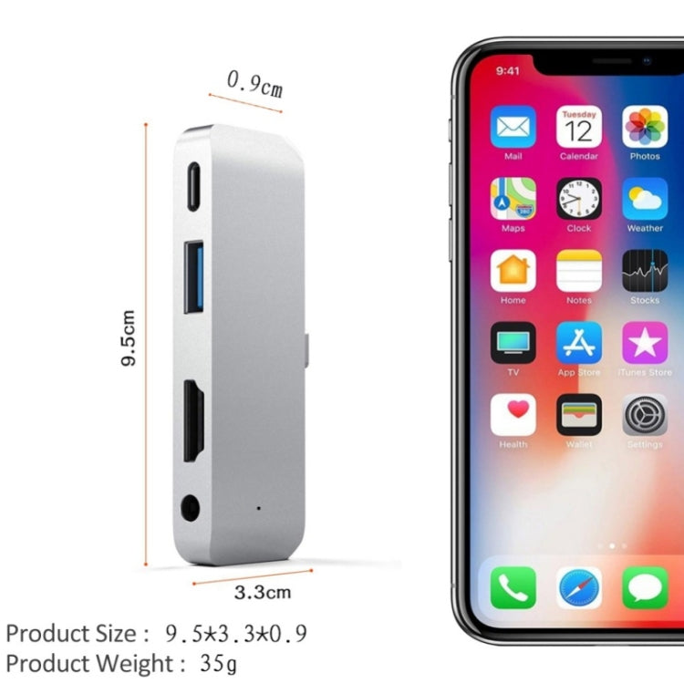 Adaptador HUB 4 en 1 Tipo-C / USB-C a HDMI + AUX + USB + PD Tipo-C / USB-C Base HD multifunción