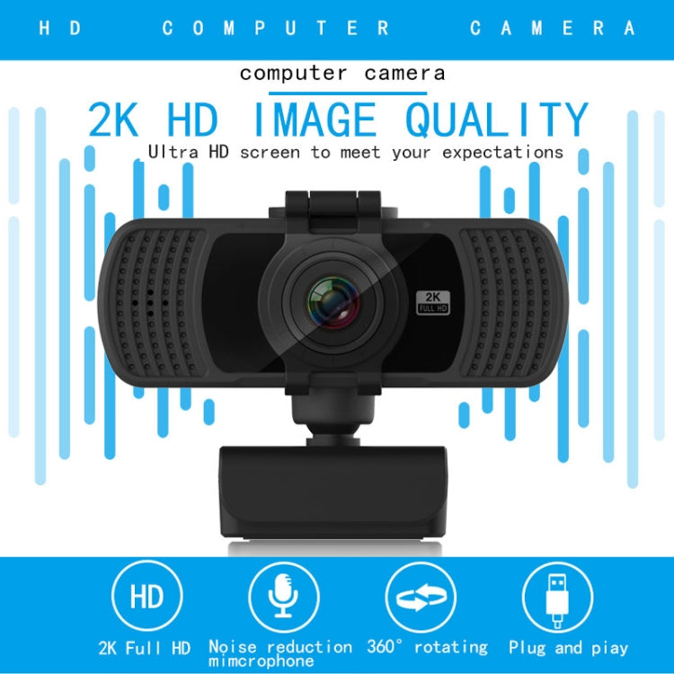 Richwell PC-06 Mini cámara web para PC con enfoque automático, rotación de 360 grados, 4,0 MP, HD, con micrófono de reducción de ruido