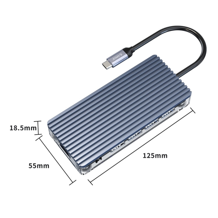 ORICO WB-11P 10 en 1 HUB transparente tipo C, WB-11P