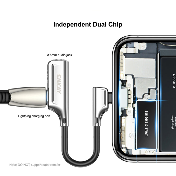 ENKAY ENK-AT103 Convertidor de interfaces de carga de 8 pines a 3,5 mm Audio y 8 pines Adaptador de aleación de zinc, 3.5mm Audio ＆ 8 Pin Charging