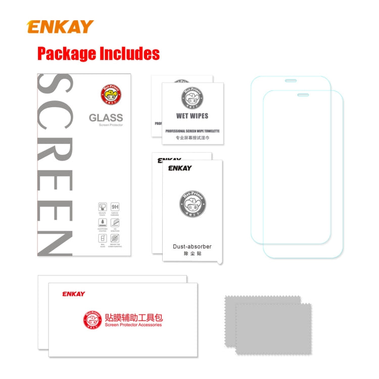 2 PCS ENKAY Hat-Prince 0.26mm 9H 2.5D Borde curvo Película de vidrio templado a prueba de explosiones, For iPhone 12 mini, For iPhone 12 / 12 Pro, For iPhone 12 Pro Max