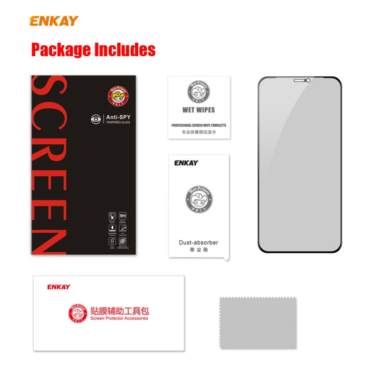 ENKAY Hat-Prince 0.26mm 9H 6D Privacidad Anti-espía Película de vidrio templado de pantalla completa, For iPhone 12 mini 5.4, For iPhone 12 / 12 Pro 6.1, For iPhone 12 Pro Max 6.7