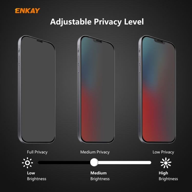 ENKAY Hat-Prince 0.26mm 9H 6D Privacidad Anti-espía Película de vidrio templado de pantalla completa, For iPhone 12 mini 5.4, For iPhone 12 / 12 Pro 6.1, For iPhone 12 Pro Max 6.7