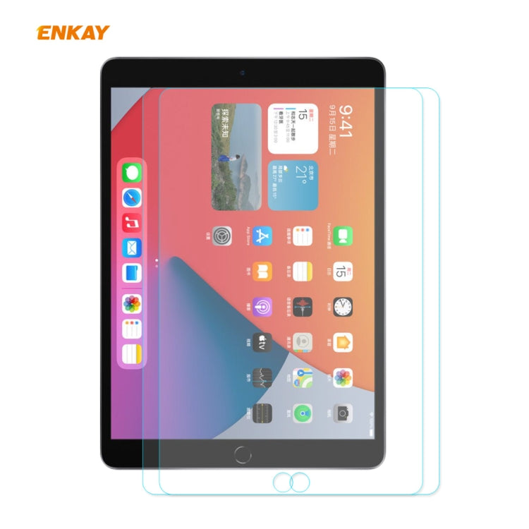 2 PCS ENKAY Hat-Prince 0.33mm 9H Dureza de la superficie 2.5D Protector de vidrio templado a prueba de explosiones, For iPad 10.2 2021 / 2020 / 2019(2pcs), For iPad Air 2020 10.9 / Air 2022(2pcs)