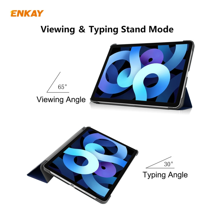 Para iPad Air 2020 10.9 / iPad Pro 11 2018 ENKAY ENK-8013 Funda inteligente de cuero PU + plástico con soporte triple, For iPad Air 11 2024 / Pro 11 2018 / Air 10.9 2022