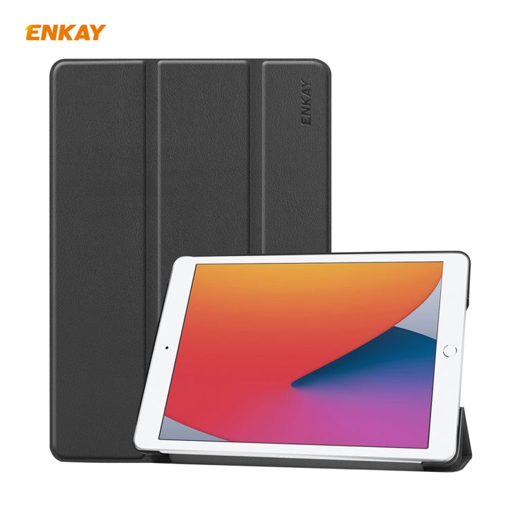 Para iPad 10.2 2020 / 2019 ENKAY ENK-8014 Funda inteligente de cuero PU + plástico con soporte de tres pliegues