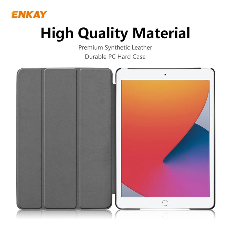 Para iPad 10.2 2020 / 2019 ENKAY ENK-8014 Funda inteligente de cuero PU + plástico con soporte de tres pliegues