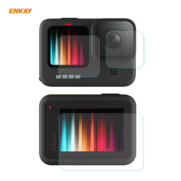 Para GoPro HERO9 ENKAY Hat-Prince 3 en 1 0,2 mm 9H 2.15D Lente protectora de cámara y película de vidrio templado de pantalla