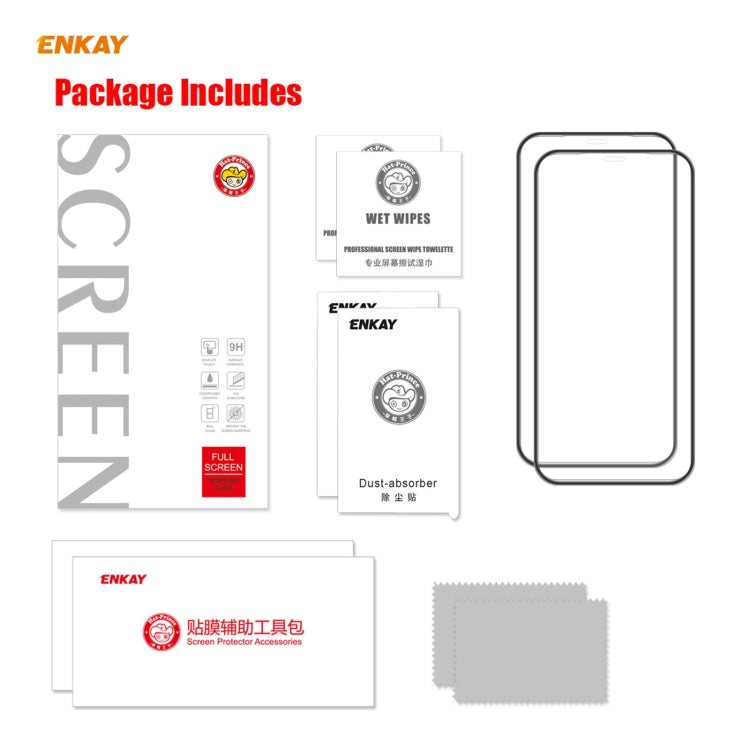 2 uds ENKAY Hat-Prince Anti-drop Full Glue vidrio templado película de pantalla completa Protector anticaída, For iPhone 12 mini (2 PCS), For iPhone 12 / 12 Pro(2 PCS), For iPhone 12 Pro Max(2 PCS)