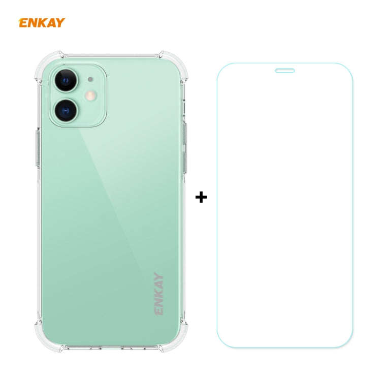 Hat-Prince ENKAY 2 en 1 Estuche suave de TPU transparente Cubierta a prueba de golpes + Película protectora de vidrio templado 0.26mm 9H 2.5D, For iPhone 12 mini, For iPhone 12 / 12 Pro, For iPhone 12 Pro Max