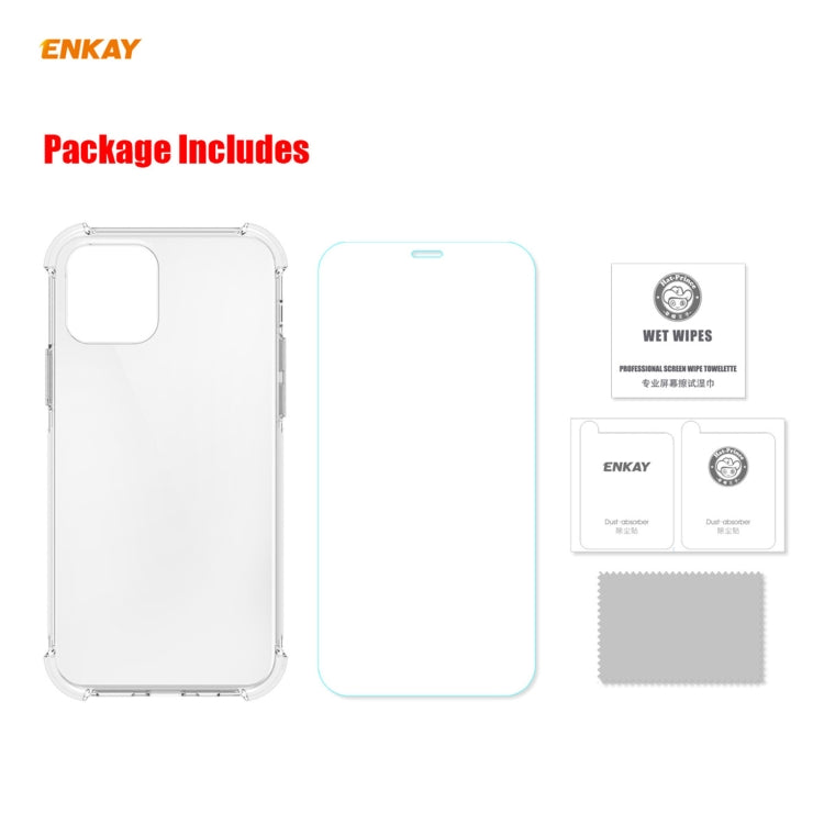Hat-Prince ENKAY 2 en 1 Estuche suave de TPU transparente Cubierta a prueba de golpes + Película protectora de vidrio templado 0.26mm 9H 2.5D, For iPhone 12 mini, For iPhone 12 / 12 Pro, For iPhone 12 Pro Max