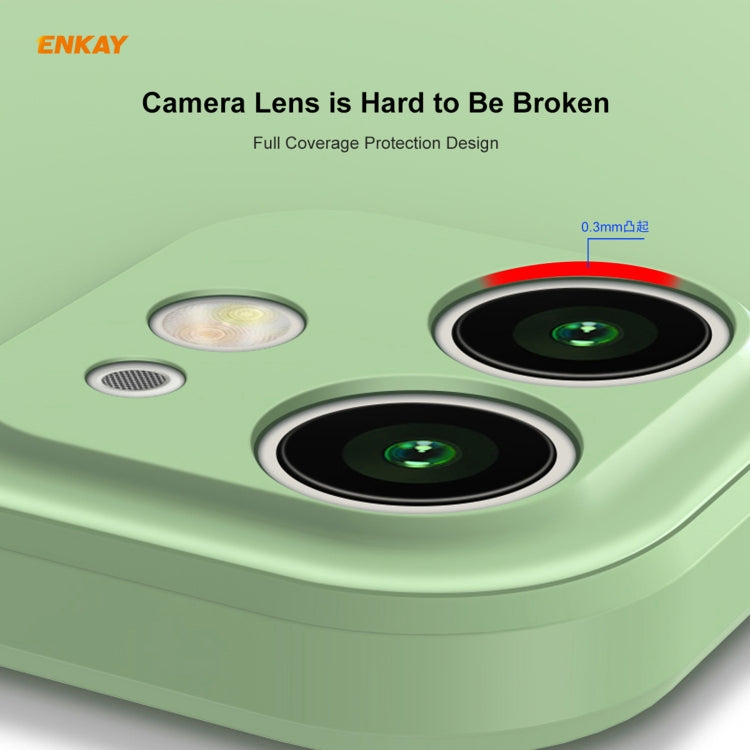 Para iPhone 12 mini Hat-Prince ENKAY ENK-PC0672 Funda de silicona líquida con borde recto a prueba de golpes + 0.26mm 9H 2.5D Pegamento completo Película de vidrio templado, For iPhone 12 mini