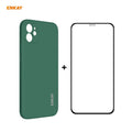 Para iPhone 12 Hat-Prince ENKAY ENK-PC0682 Funda de silicona líquida con borde recto a prueba de golpes + 0.26mm 9H 2.5D Pegamento completo Película de vidrio templado, For iPhone 12