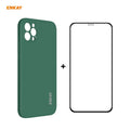 Para iPhone 12 Pro Hat-Prince ENKAY ENK-PC0692 Funda de silicona líquida con borde recto a prueba de golpes + 0.26mm 9H 2.5D Pegamento completo Película de vidrio templado, For iPhone 12 Pro