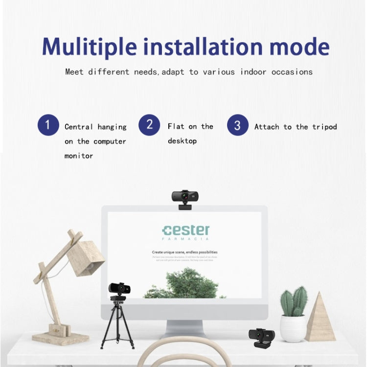 C5 Cámara web Full HD 2K con enfoque automático de 4 millones de píxeles, rotación de 360 grados, cámara web de transmisión en vivo sin controlador USB con micrófono, C5